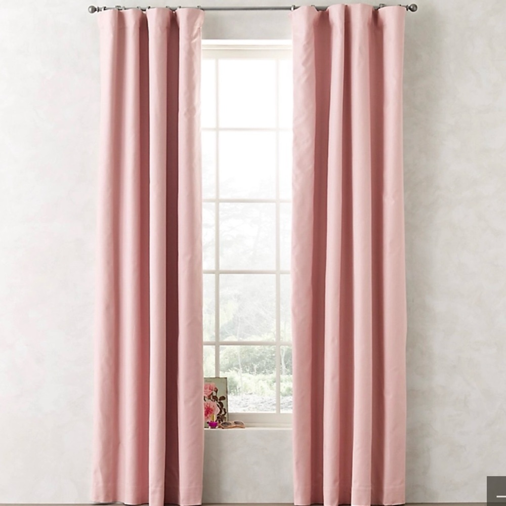BLUSH RH BABY & CHILD LINEN-COTTON DRAPERY PANELS BLACKOUT LINING 96 x 84